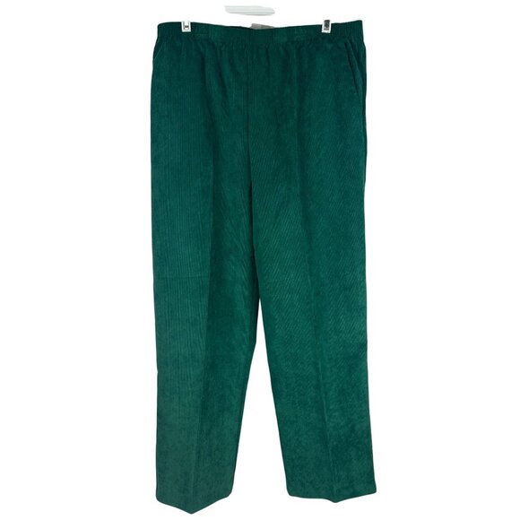 Alfred Dunner Classics Proportioned Short Emerald Green Corduroy Pants Size 12 - Picture 1 of 6